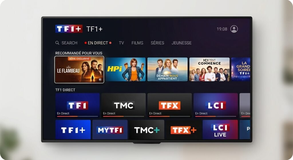 Interface de l'application Molotov TV sur Fire Stick pour la TNT gratuite