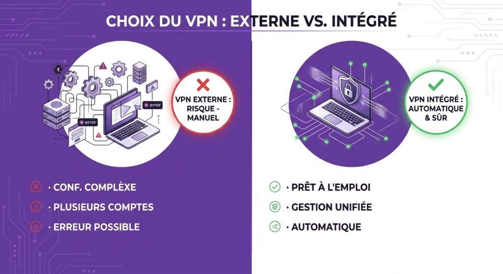Comparatif entre VPN tiers et meilleur IPTV avec VPN intégré